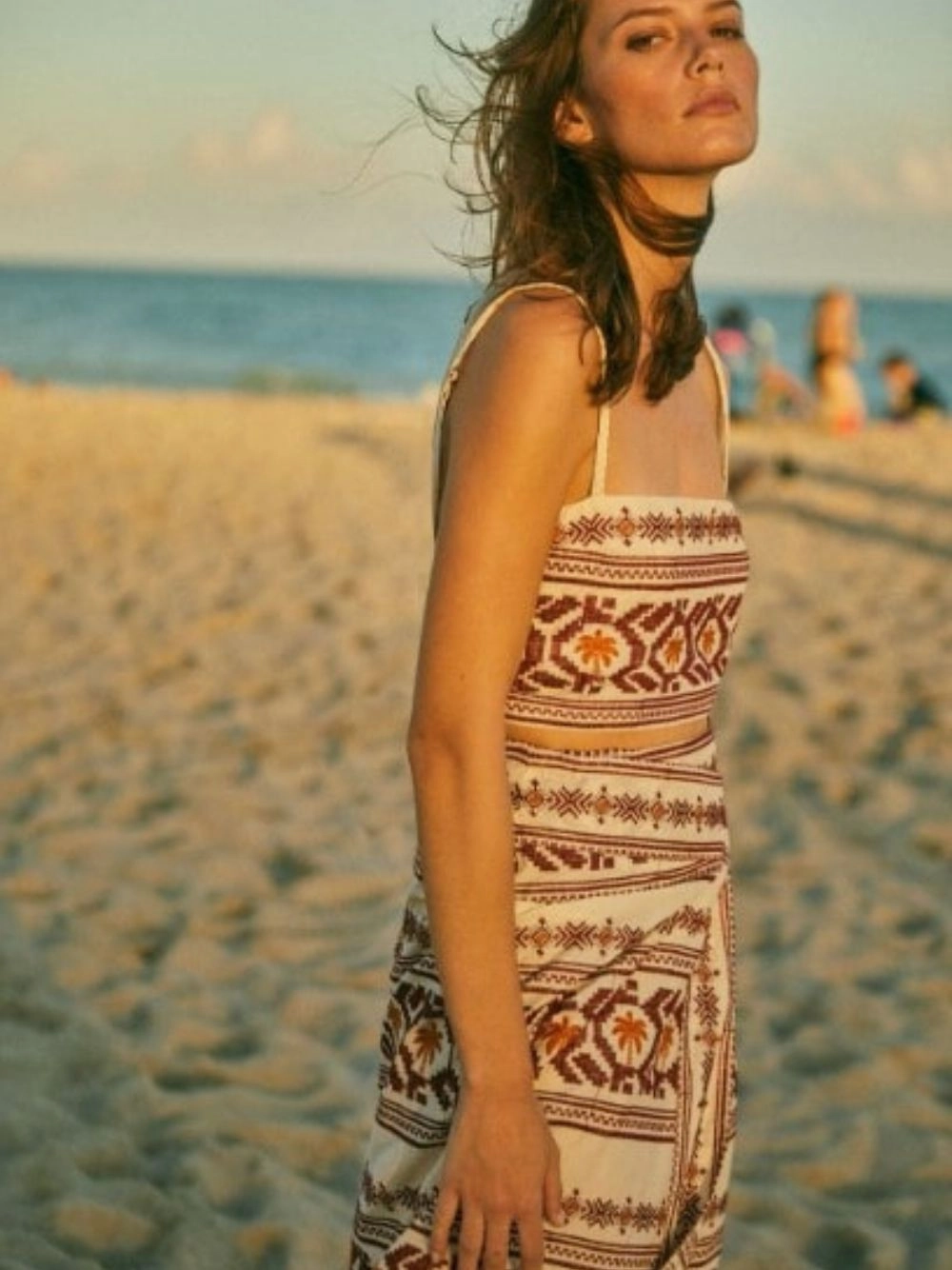 Pleno Sol-Embroidered Cotton Wrap Skirt