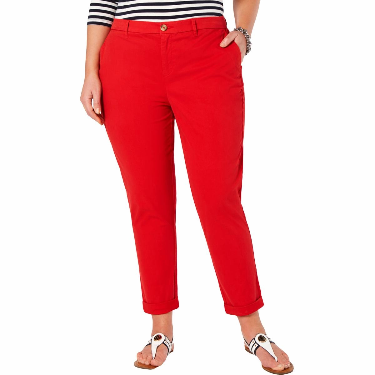Plus Hampton Womens Slim High-Rise Chino Pants