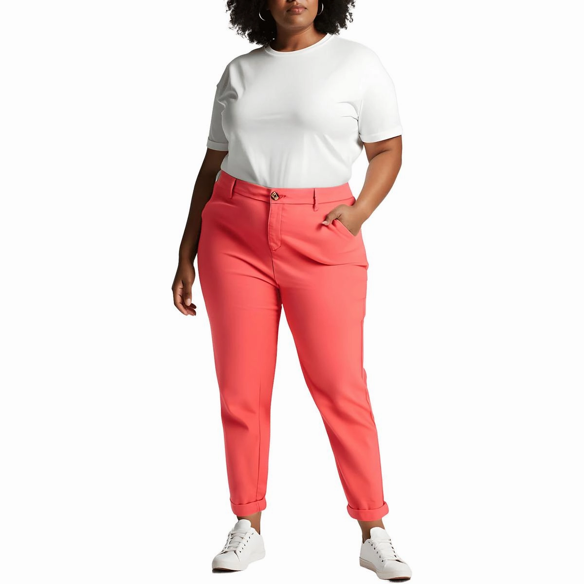 Plus Hampton Womens Slim High-Rise Chino Pants