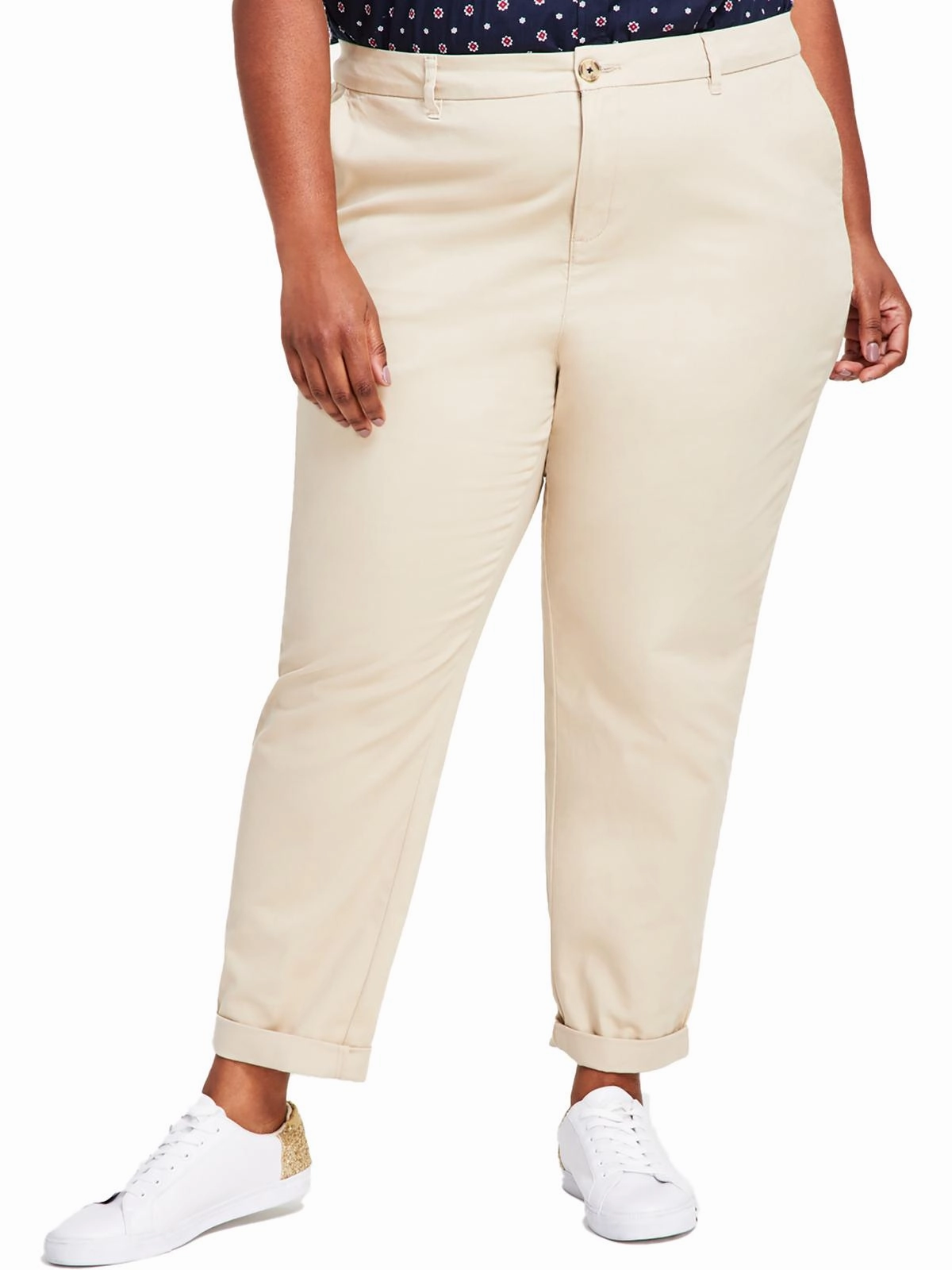 Plus Hampton Womens Slim High-Rise Chino Pants