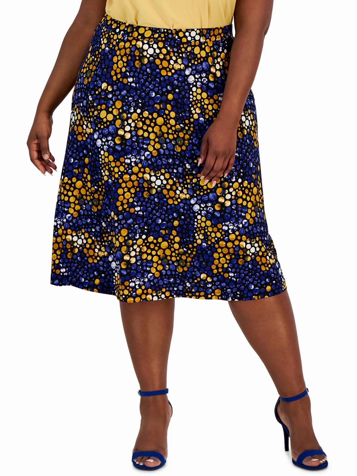 Plus Womens Midi Printed Midi Skirt