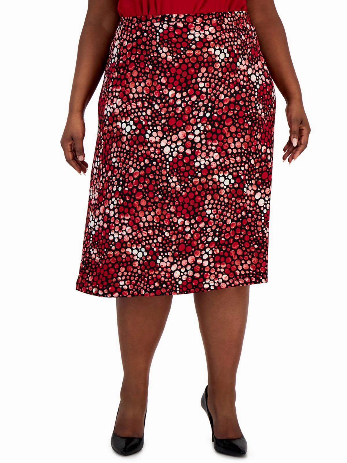 Plus Womens Midi Printed Midi Skirt