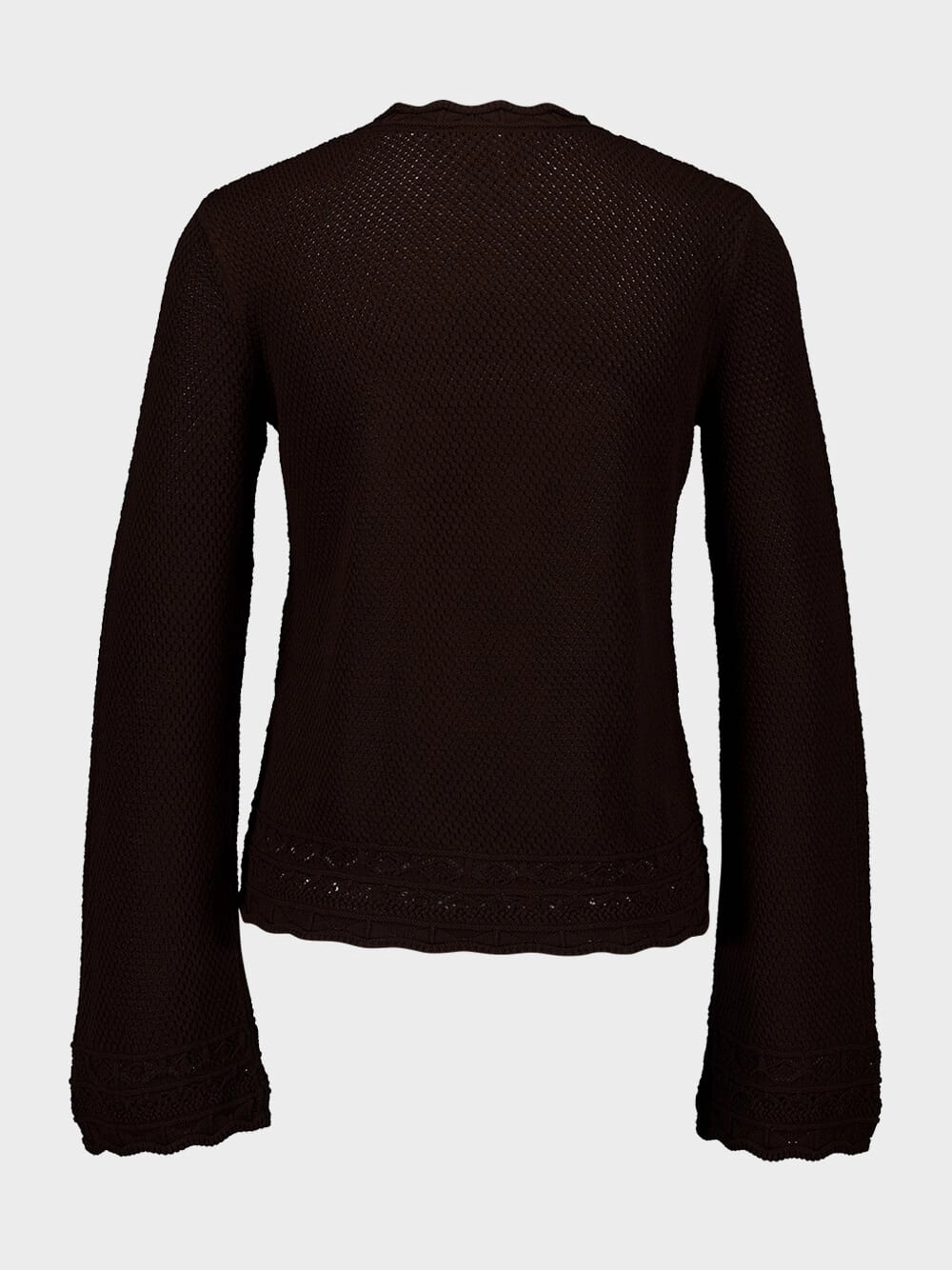 Pointelle-Knit Bell-Sleeve Jumper