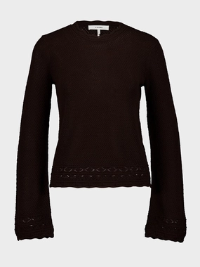 Pointelle-Knit Bell-Sleeve Jumper Knitwear Womens - women's knitwear cheap