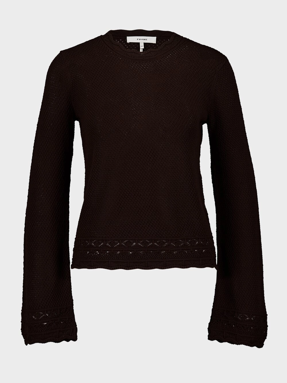 Pointelle-Knit Bell-Sleeve Jumper Knitwear Womens - women's knitwear cheap