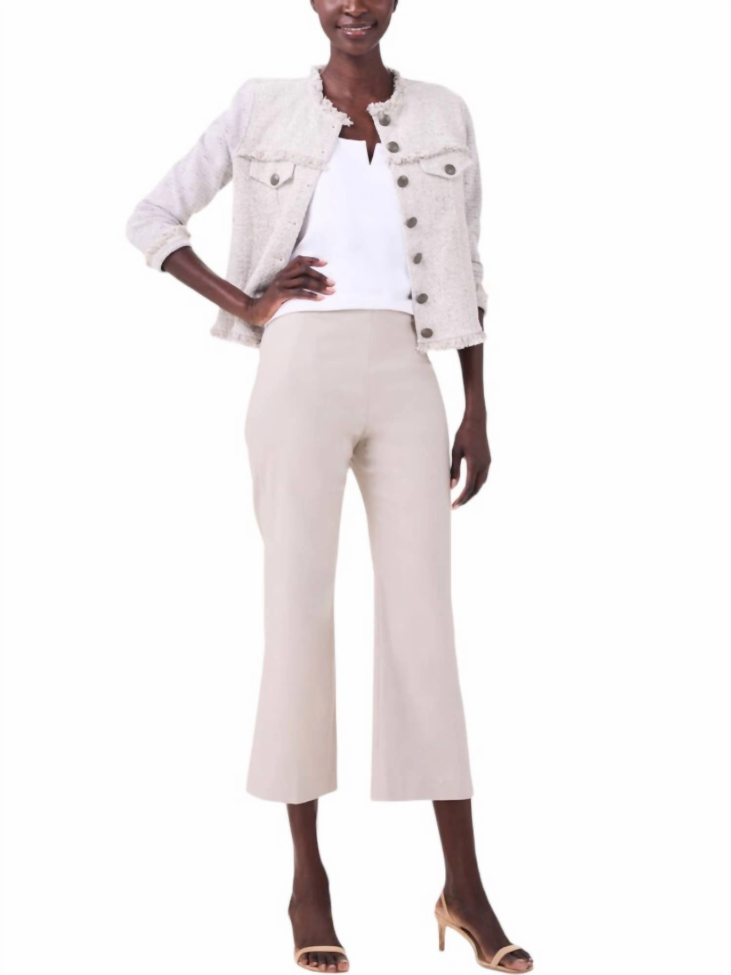 Polished Wonderstretch Wide-Leg Crop Trouser In Cobblestone