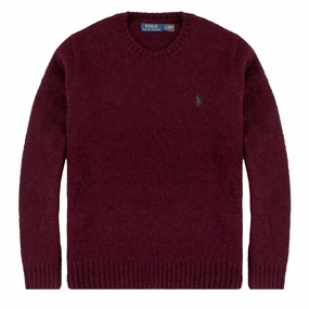 Polo Ralph Lauren Chunky Crew Knit Aged Wine Heather mens sweaters cheap
