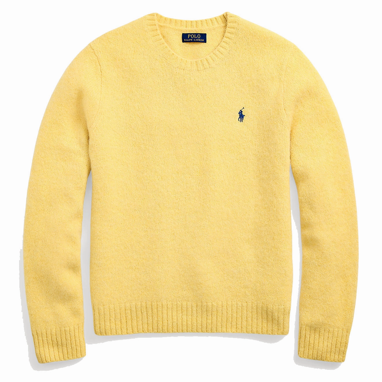Polo Ralph Lauren Chunky Crew Knit Shetland Yellow mens sweaters cheap