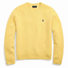 Polo Ralph Lauren Chunky Crew Knit Shetland Yellow mens sweaters cheap