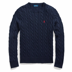 Polo Ralph Lauren Cotton Cable Knit Sweater Hunter Navy mens sweaters cheap