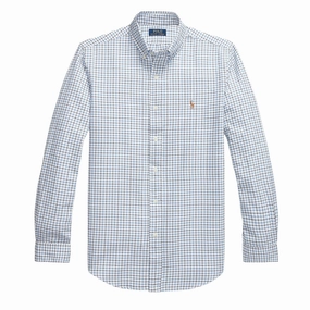 Polo Ralph Lauren Custom Fit Check Shirt White / Blue Multi mens tank tops best deals