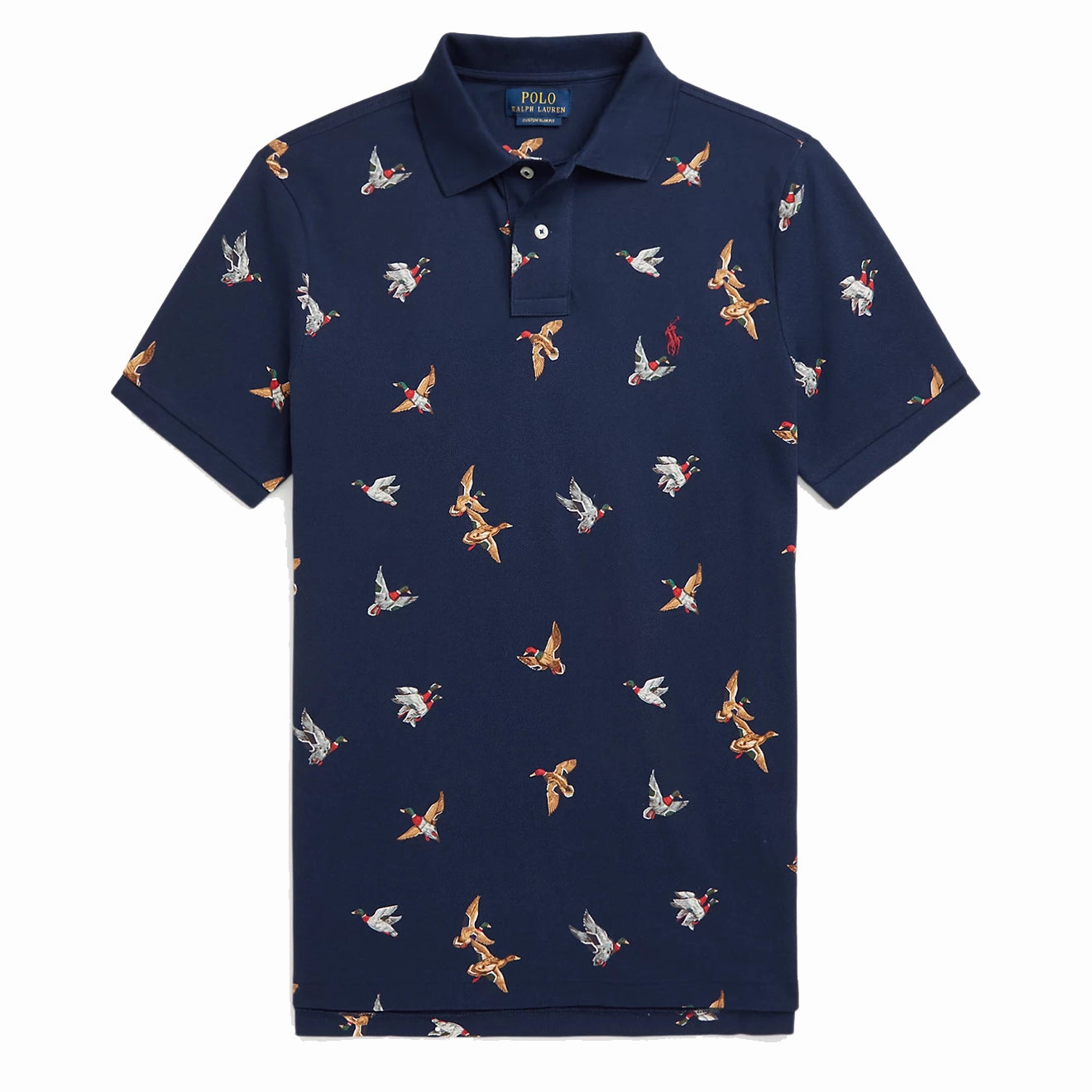 Polo Ralph Lauren Custom Slim Duck-Print Polo Shirt Mallard Flight Newport Navy mens t-shirts outlet
