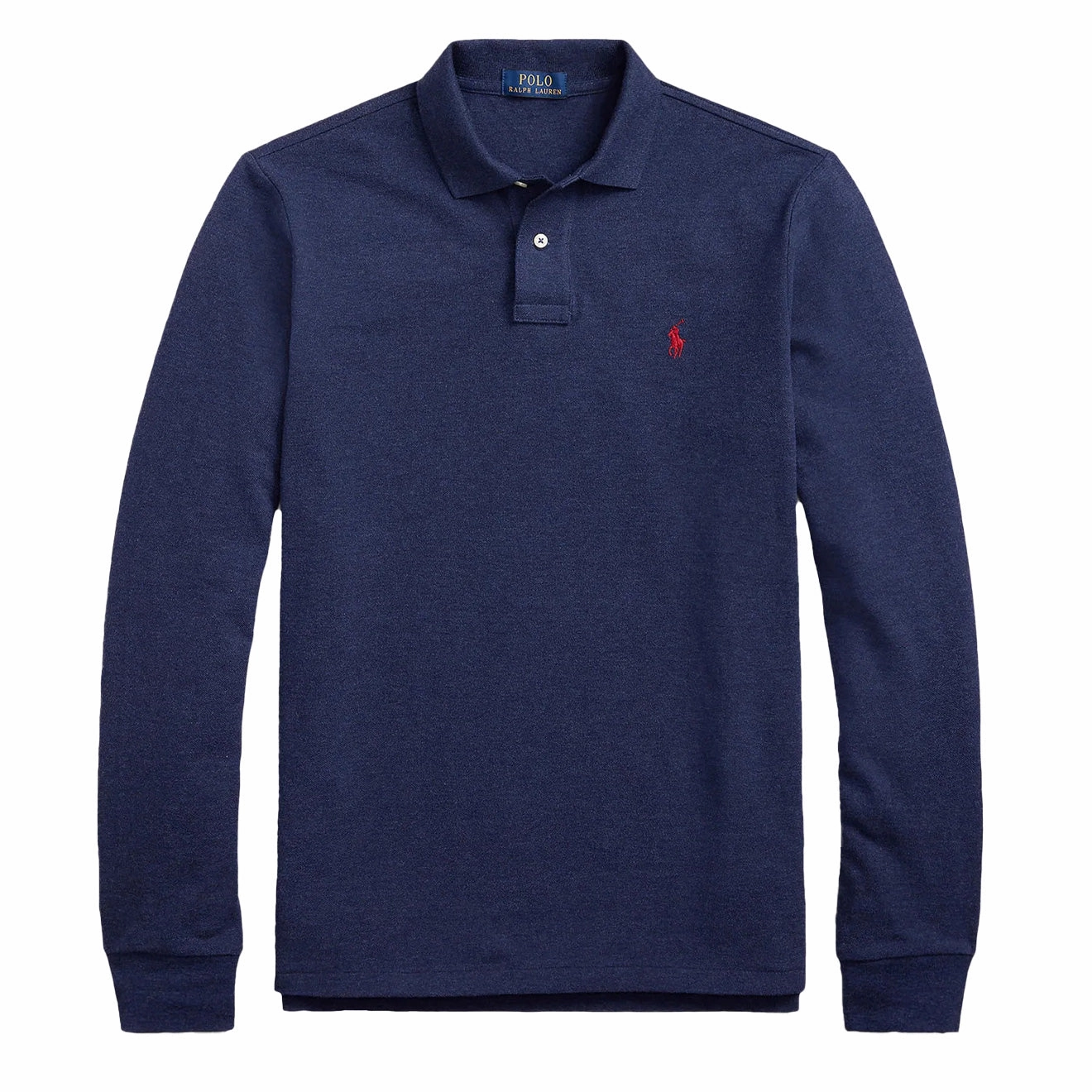 Polo Ralph Lauren Custom Slim Fit LS Polo Spring Navy Heather mens t-shirts outlet