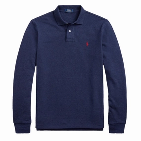 Polo Ralph Lauren Custom Slim Fit LS Polo Spring Navy Heather mens t-shirts outlet