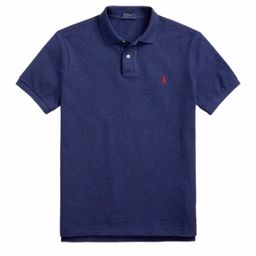 Polo Ralph Lauren Custom Slim Fit Mesh Polo Shirt Spring Navy Heather mens t-shirts outlet