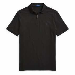 Polo Ralph Lauren Custom Slim Fit Zip Neck Polo Shirt Black mens t-shirts outlet