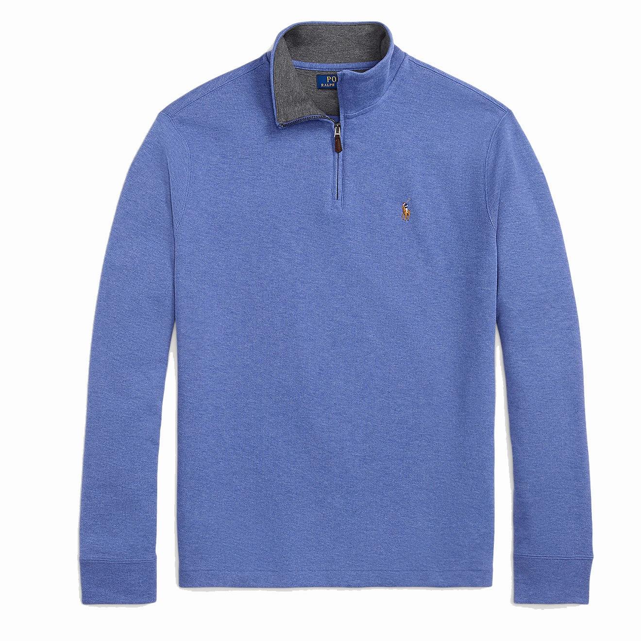 Polo Ralph Lauren Estate-Rib Quarter-Zip Pullover Faded Royal Heather/Barclay mens sweaters cheap