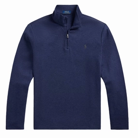 Polo Ralph Lauren Jacquard Quarter-Zip Pullover Spring Navy Heather mens long sleeves cheap