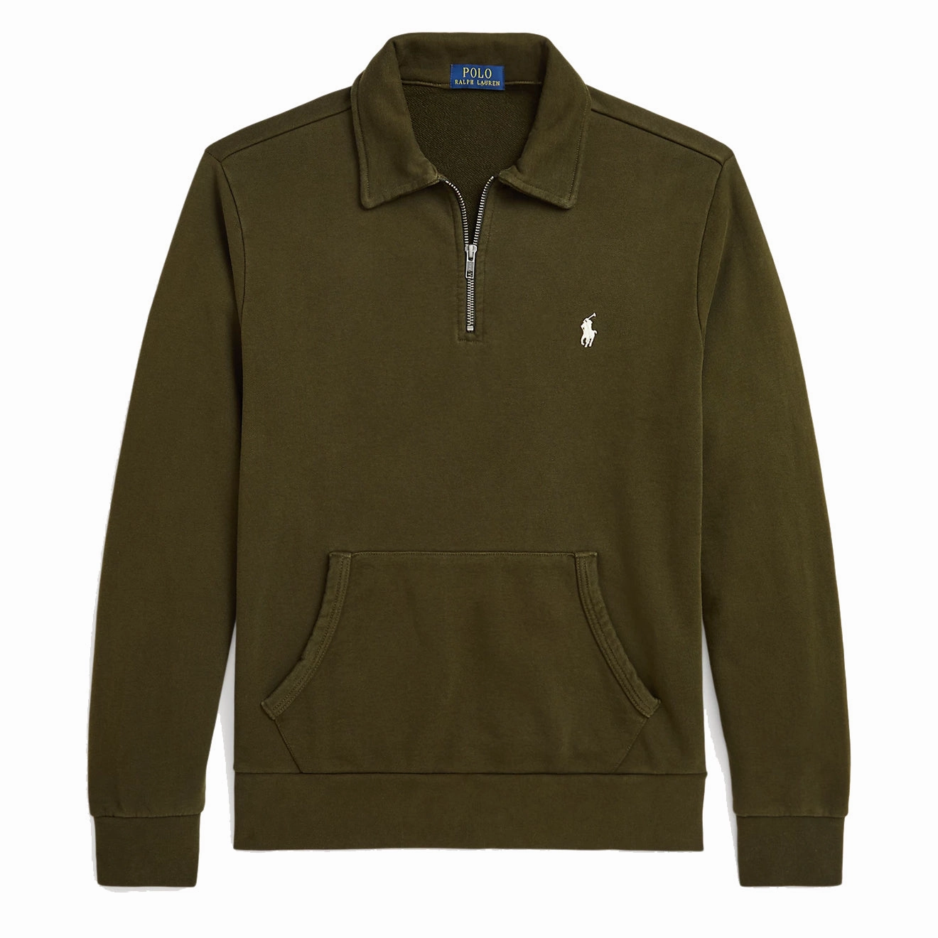 Polo Ralph Lauren Loopback Fleece Quarter-Zip Sweatshirt Dark Loden mens long sleeves cheap