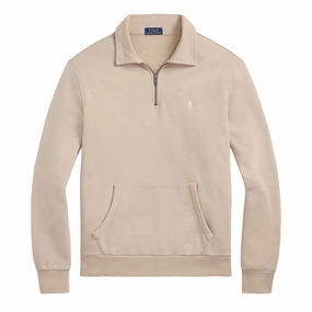 Polo Ralph Lauren Loopback Fleece Quarter-Zip Sweatshirt Stoneware Grey mens long sleeves cheap