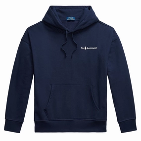 Polo Ralph Lauren Relaxed Fit Logo Fleece Hoodie Cruise Navy mens long sleeves cheap