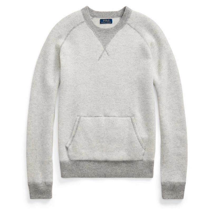 Polo Ralph Lauren Reversible Cashmere Sweater Grey Multi mens long sleeves cheap