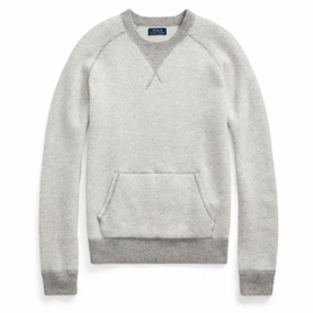Polo Ralph Lauren Reversible Cashmere Sweater Grey Multi mens long sleeves cheap