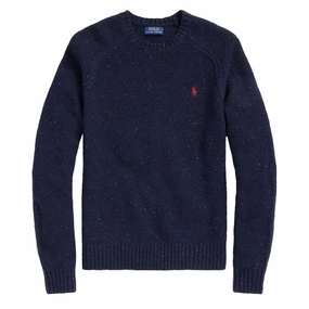 Polo Ralph Lauren Saddle Pullover New Navy Donegal mens sweaters cheap