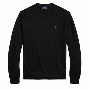 Polo Ralph Lauren Slim Fit Washable Wool Jumper Polo Black mens sweaters cheap