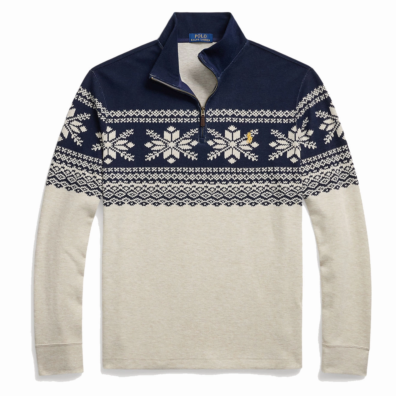 Polo Ralph Lauren Snowflake Double Knit Pullover Andres Geometric Navy mens sweaters cheap