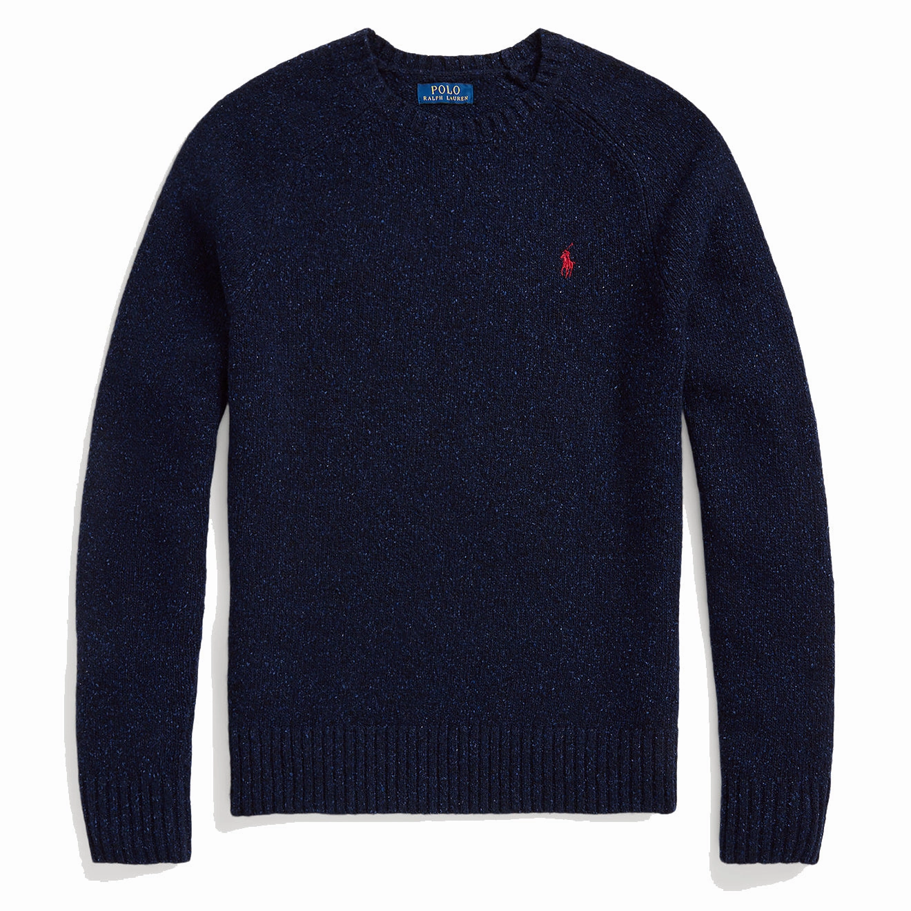 Polo Ralph Lauren Speckled Wool Blend Crew Neck Jumper Ancient Navy Donegal mens sweaters cheap