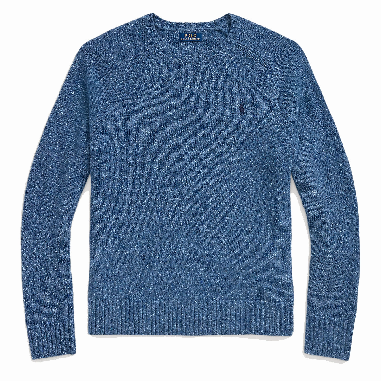 Polo Ralph Lauren Speckled Wool Blend Crew Neck Jumper Chambray Blue Donegal mens sweaters cheap