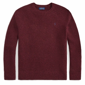 Polo Ralph Lauren Speckled Wool-Blend Crewneck Jumper Aged Wine Donegal mens sweaters cheap