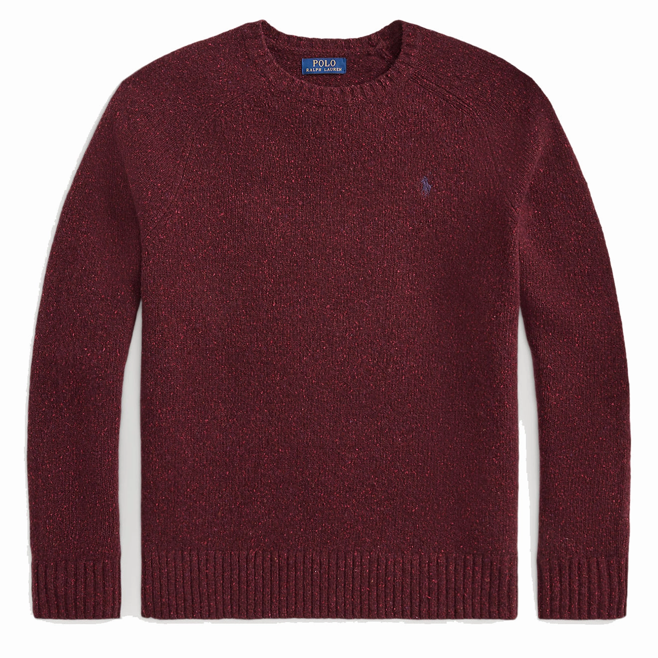 Polo Ralph Lauren Speckled Wool-Blend Crewneck Jumper Aged Wine Donegal mens sweaters cheap