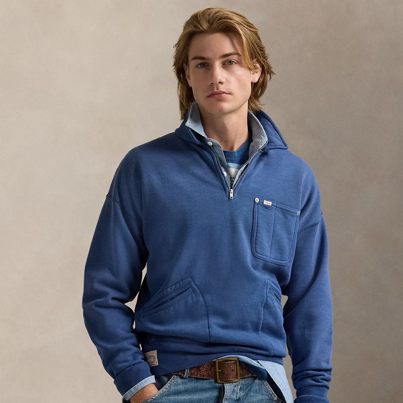 Polo Ralph Lauren Vintage Fit Fleece Pocket Sweatshirt Old Royal