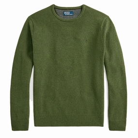 Polo Ralph Lauren Wool Crew Neck Knit Classic Olive Heather mens sweaters cheap