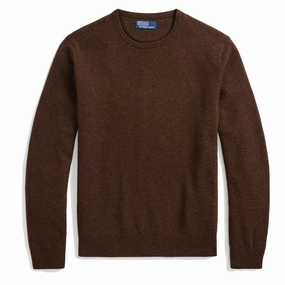 Polo Ralph Lauren Wool Crew Neck Knit Dark Chestnut Heather mens sweaters cheap