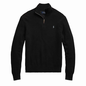 Polo Ralph Lauren Wool Half Zip Pullover Black mens sweaters cheap