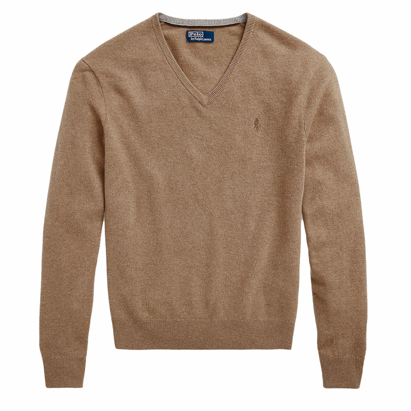 Polo Ralph Lauren Wool V-Neck Jumper Honey Brown Heather mens sweaters cheap