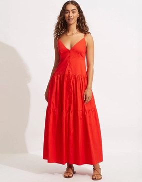 Poplin Maxi Dress - Red Swim Womens - swimwear sale