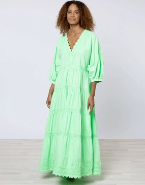 Poplin V-Neck Loose Maxi Dress with Ric-Rac - Apple Swim Womens - bikinis clearance