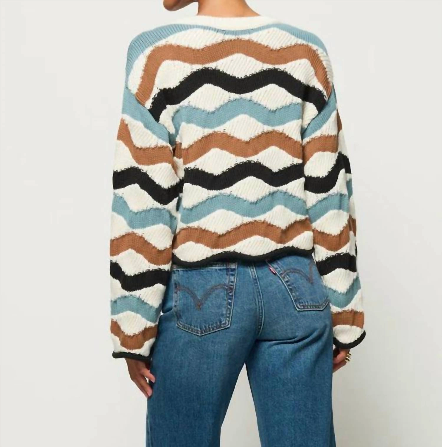 Poppy Pullover Sweater In Multi Waves
