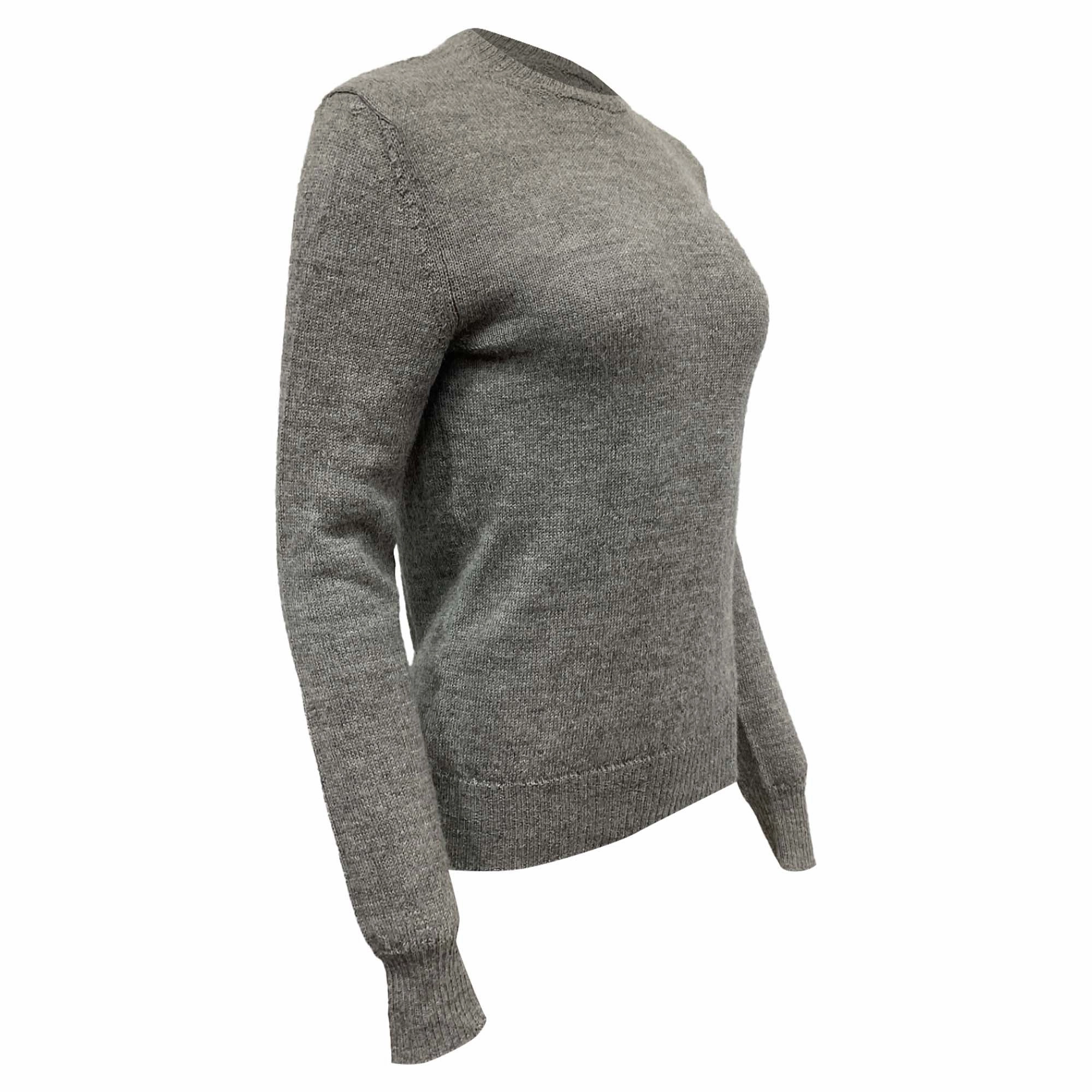 Prada Knitted Crewneck Sweater in Grey Wool