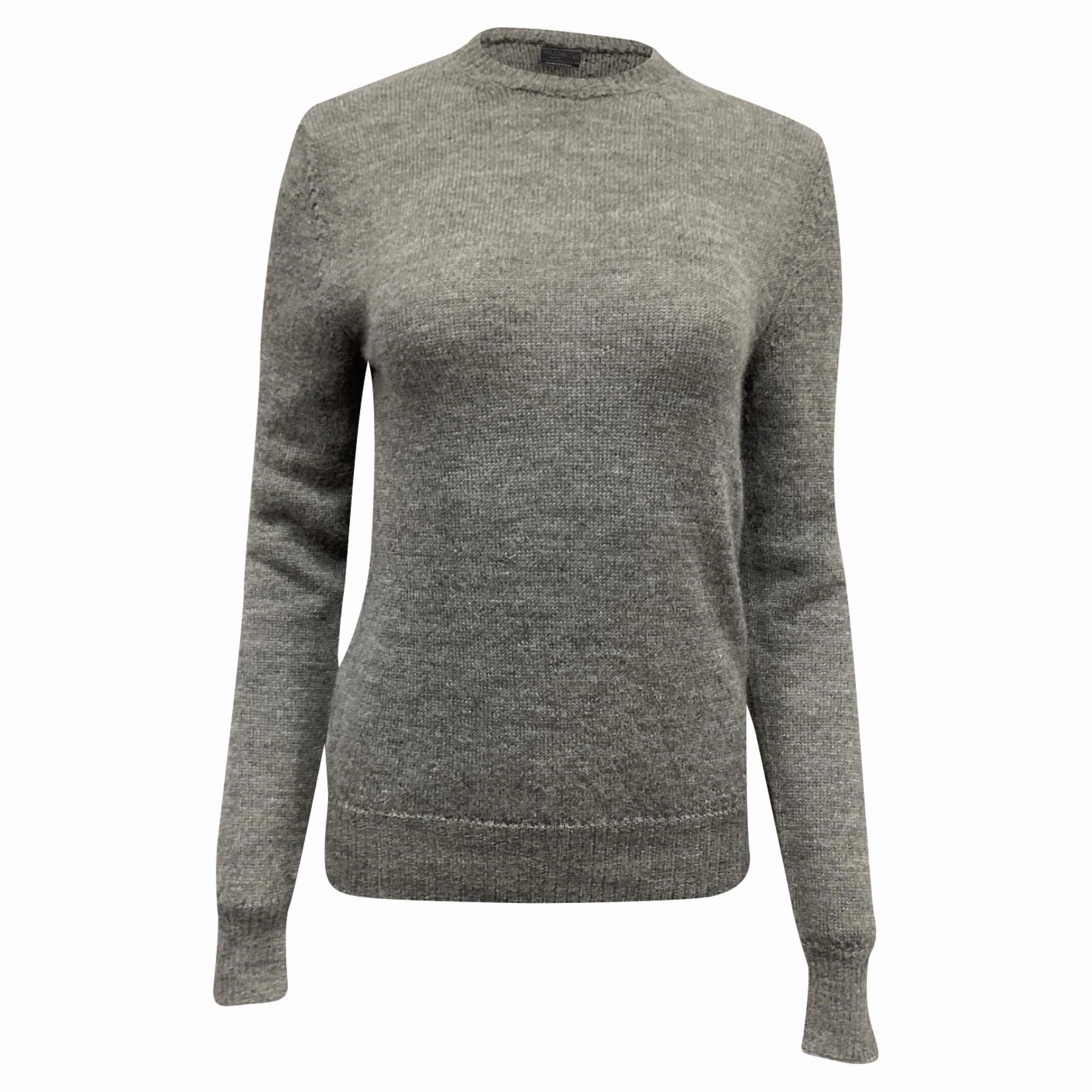 Prada Knitted Crewneck Sweater in Grey Wool