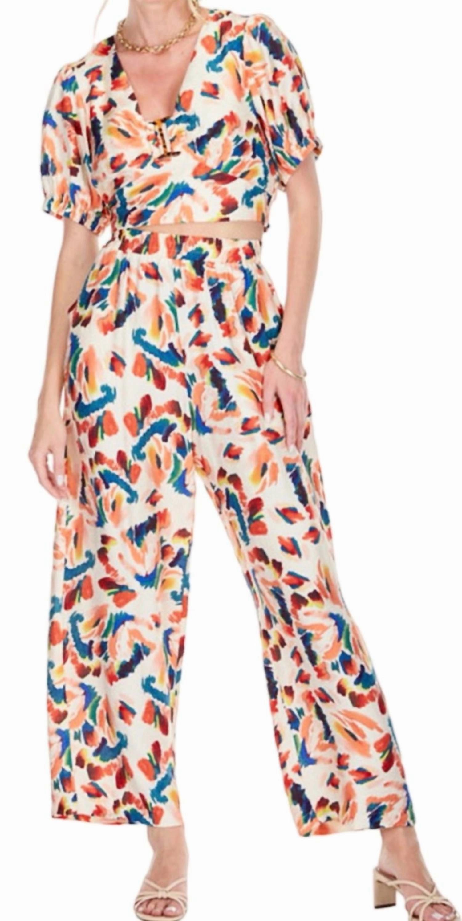 Print Palazzo Pant In Tiger Lillies