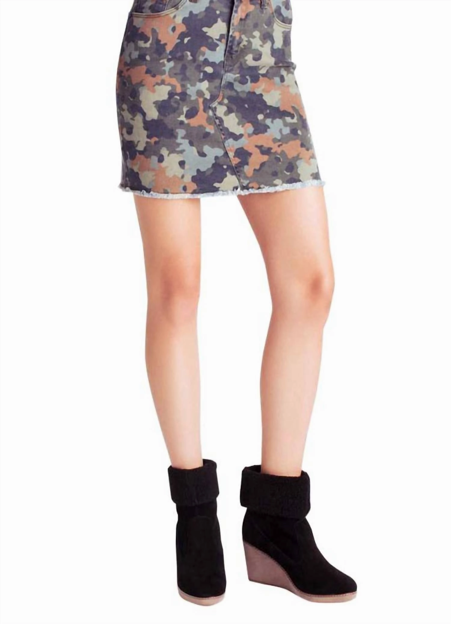 Printed Mini Skirt In Puzzle Camo