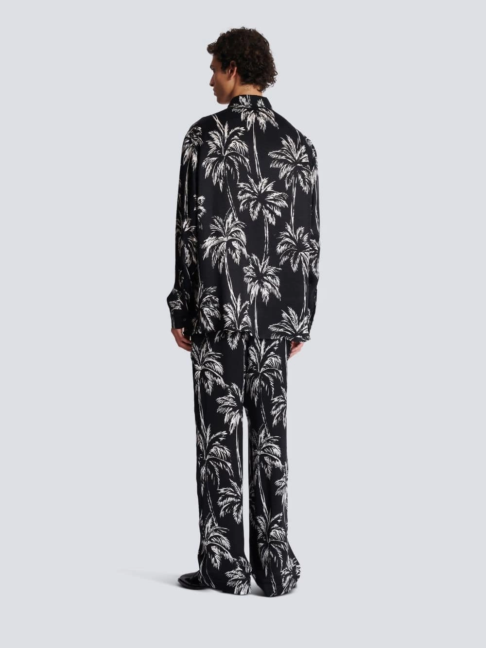 Printed Satin Palm Tree Shirt