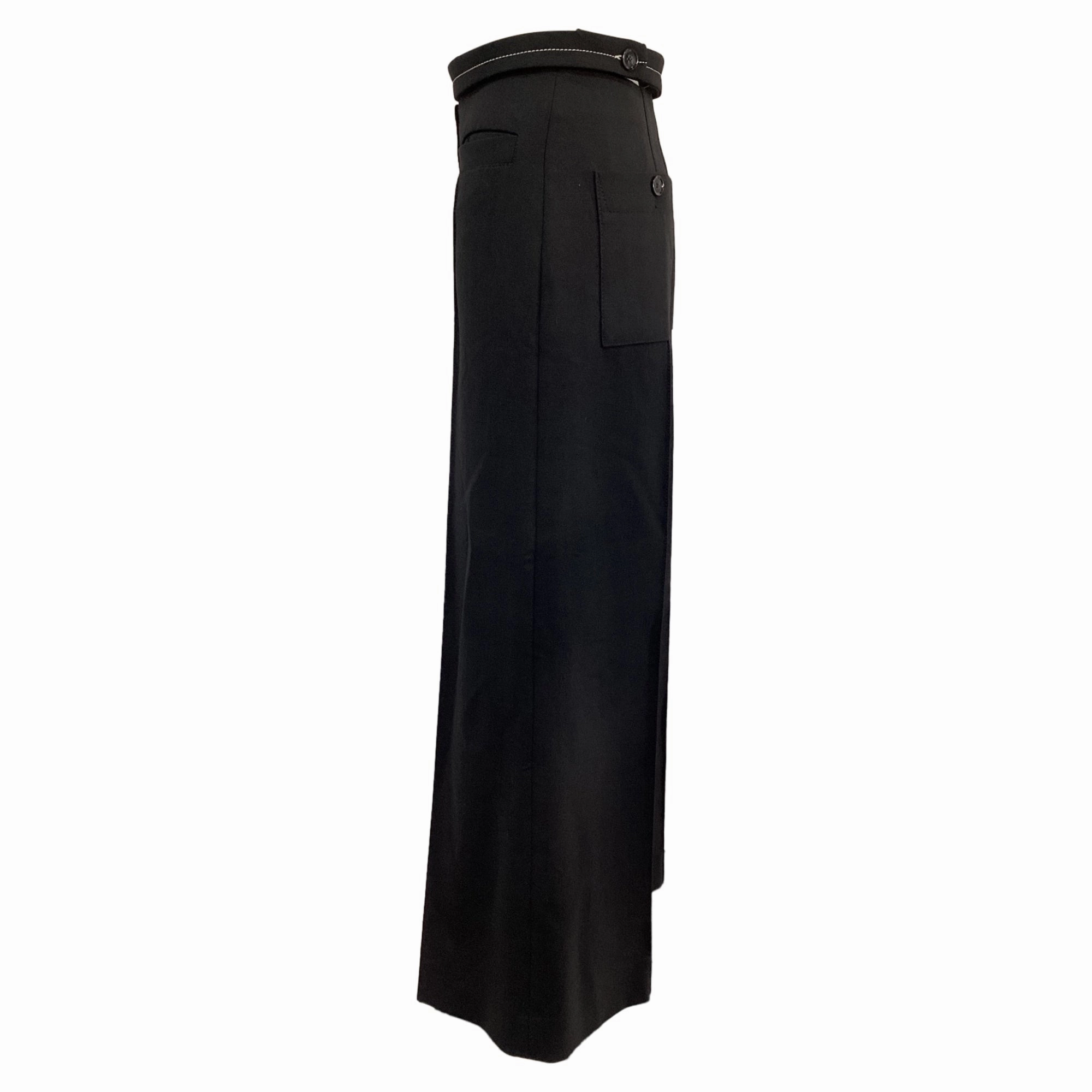 Proenza Schouler High-Rise Straight-Leg Trousers in Black Wool