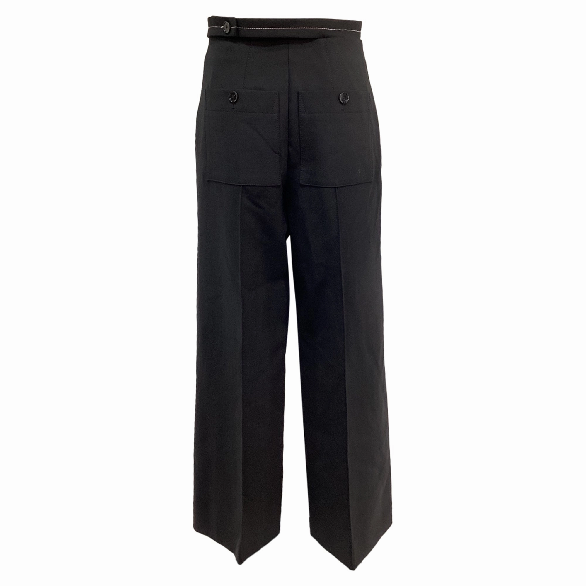 Proenza Schouler High-Rise Straight-Leg Trousers in Black Wool