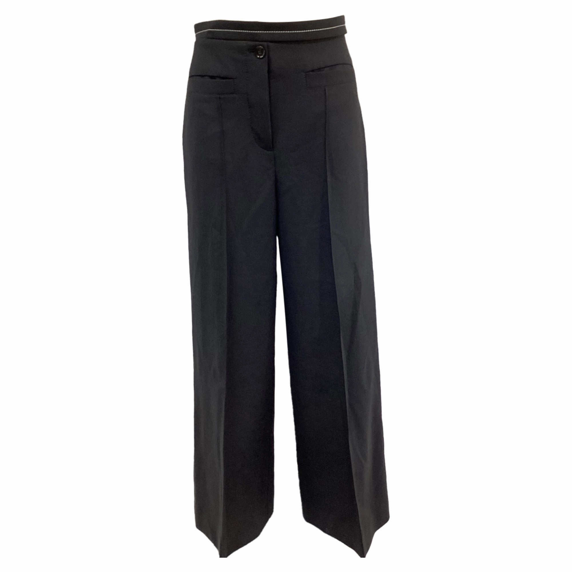 Proenza Schouler High-Rise Straight-Leg Trousers in Black Wool womens tailored trousers deal